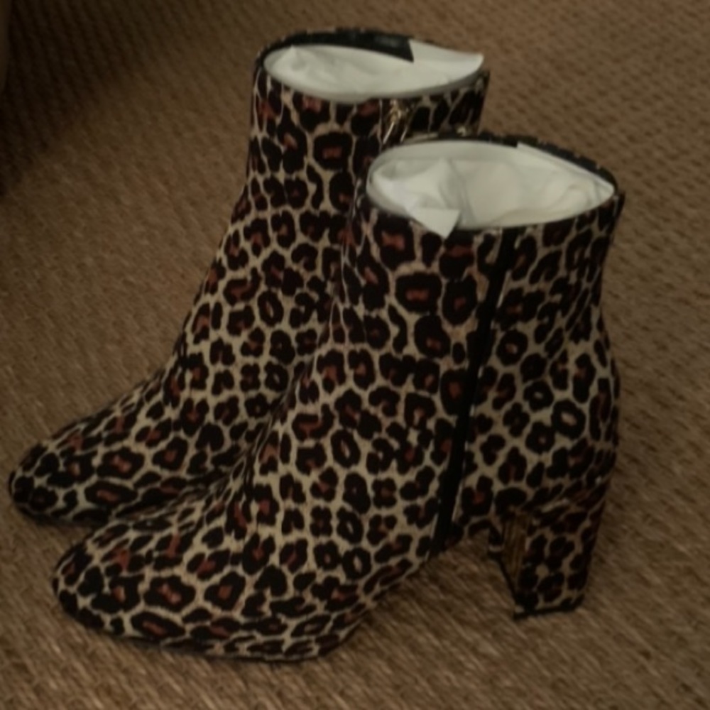 NICHOLAS KIRKWOOD TEXTILE AND LEATHER LEOPARD 🐆 PRINT ANKLE BOOTS SIZE 8 1/2 - Picture 7 of 8
